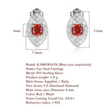 Kameraon Classic Ruby Lab Diamond Stud Earrings 925 Silver Red Gemstone