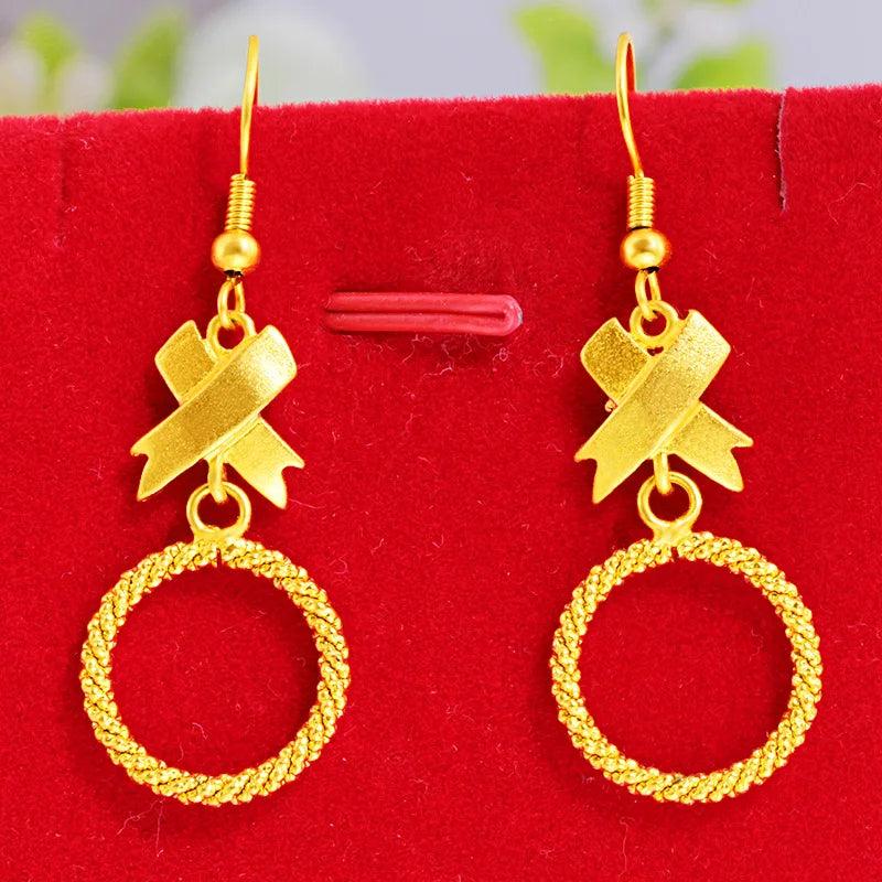 Twist Woven Stud Earrings 24k Golden Plated Tassel Earrings Bridal Jewelry