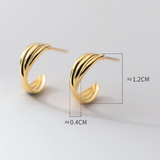 925 Silver Cross Line French Stud Earrings Women Charm Party Jewelry