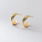 925 Silver Cross Line French Stud Earrings Women Charm Party Jewelry