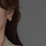 925 Silver Cross Line French Stud Earrings Women Charm Party Jewelry