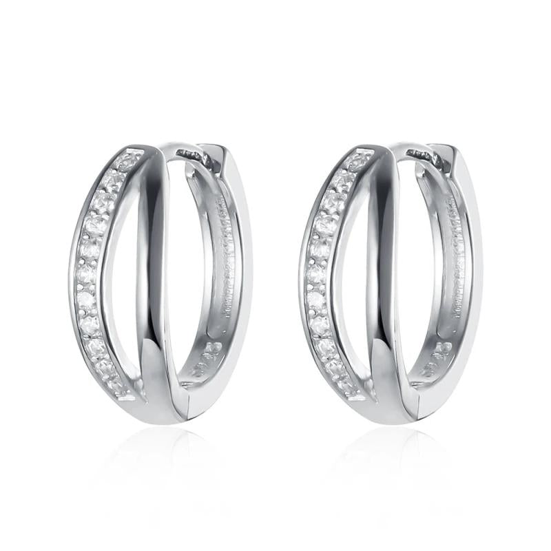 Cubic Zircon Earrings 925 Silver Hoop for Women Girl Birthday Gift