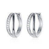 Cubic Zircon Earrings 925 Silver Hoop for Women Girl Birthday Gift