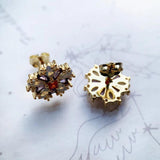 Flower Stud Earrings Colorful Stones Golden Bohemia Jewelry for Women