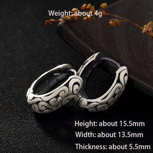 Thai Silver Hollow Clip Earrings for Women Retro Jewelry