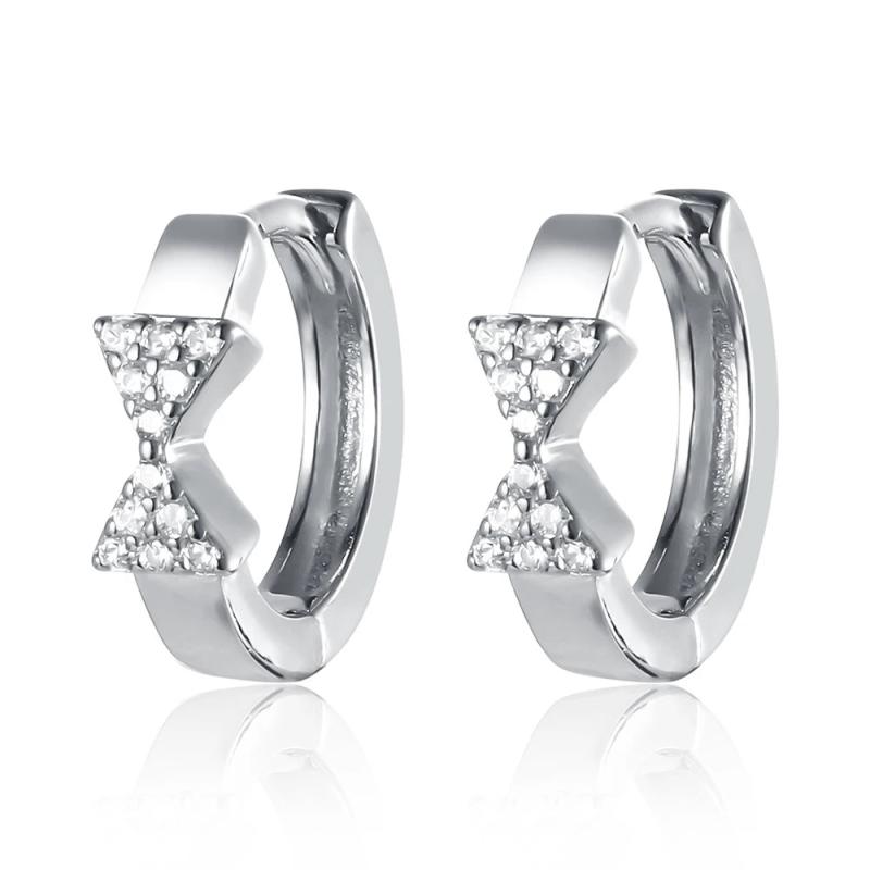 High Bow Earrings 925 with Cubic Zircon for Women Girls Hoop Earring