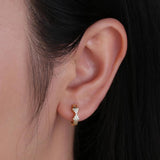 High Bow Earrings 925 with Cubic Zircon for Women Girls Hoop Earring