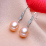 Freshwater Pearl Earrings 925 Sterling Silver Jewelry Women Wedding