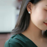 18k Natural Freshwater Pearl Stud Earrings Women's Au750 Classic Women Earring