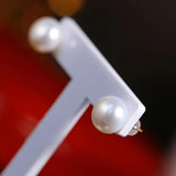 18k Natural Freshwater Pearl Stud Earrings Women's Au750 Classic Women Earring