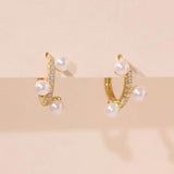 925 Silver Freshwater Pearl Hoop Earrings 18K Plated Sweet Jewelry