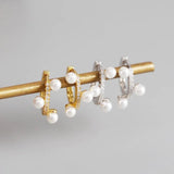 925 Silver Freshwater Pearl Hoop Earrings 18K Plated Sweet Jewelry