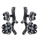 925 Silver Retro Plum Flower Earrings Vintage Jewelry Girl Gift