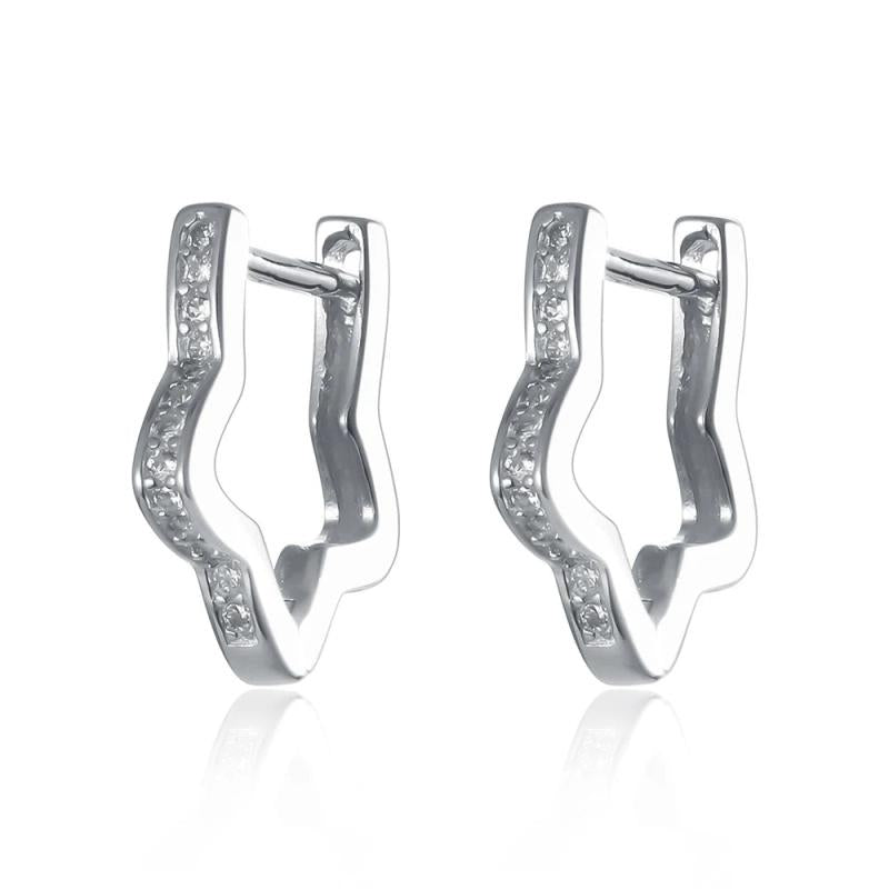 925 Silver Zircon Flower Hoop Earrings Vintage Style for Women Party Gift