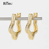 925 Silver Zircon Flower Hoop Earrings Vintage Style for Women Party Gift