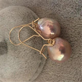 11-13mm Natural Cultured Baroque Pearl Earrings Dangle Drop Women Hoop Jewelry