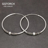 925 Sterling Silver Hoop Earrings for Women Vintage Retro Antique Style Jewelry