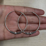 925 Sterling Silver Hoop Earrings for Women Vintage Retro Antique Style Jewelry