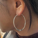 925 Sterling Silver Hoop Earrings for Women Vintage Retro Antique Style Jewelry