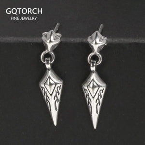 S925 Retro Sterling Silver Indian Arrow Stud Earrings Hip Hop Jewelry