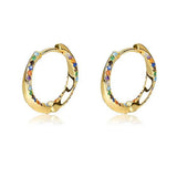 925 Silver Colorful Zircon Round Hoop Earrings For Women Fine Jewelry
