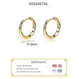 925 Silver Colorful Zircon Round Hoop Earrings For Women Fine Jewelry