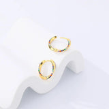 925 Silver Colorful Zircon Round Hoop Earrings For Women Fine Jewelry