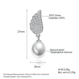 Freshwater Pearl Earrings Silver Drop Earring Wing Shape Wedding Studs