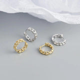 925 Silver Punk Rock Twist Huggie Earrings for Women Goth Hip Hop Unisex
