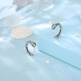 925 Silver Snake Ear Buckles Green Zircon Hoop Earrings Women Statement Jewelry