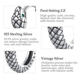 925 Silver Snake Ear Buckles Green Zircon Hoop Earrings Women Statement Jewelry
