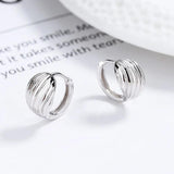925 Silver Streak Hoop Earrings 14K Plated Wedding Party Jewelry Female Gift