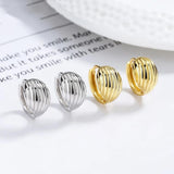 925 Silver Streak Hoop Earrings 14K Plated Wedding Party Jewelry Female Gift