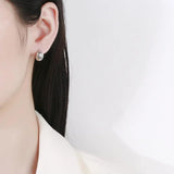 925 Silver Streak Hoop Earrings 14K Plated Wedding Party Jewelry Female Gift