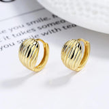925 Silver Streak Hoop Earrings 14K Plated Wedding Party Jewelry Female Gift