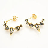 925 Silver Long Spike Enamel Zircon Hoops Circle Earring