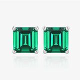 Emerald Square Zircon S925 Sterling Silver Earrings