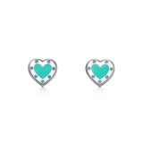 925 Silver Enamel Heart Stud Earrings for Party