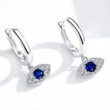 925 Silver Evil Eye Drop Earrings Zircon Dangle ES06