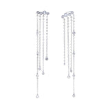 925 Silver Geometric CZ Tassel Drop Earrings