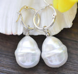 24mm Baroque Peacock-Black Shell Pearl Earrings