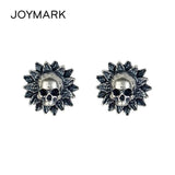 925 Silver Sunflower Skull Ear Studs Punk Earrings
