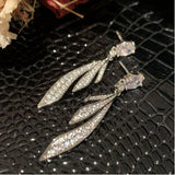 Silver Leaf Earrings Long Tassels Dangle Earrings
