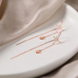 Sterling Silver Star Threader Earrings Tassel Pull Earrings