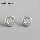 925 Silver Tiny Circle Stud Earrings Minimalist Geometric Jewelry