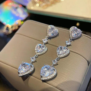 Heart Shape Drop Earring 925 Silver Love Dangler