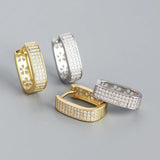 925 Silver Geometric Round Hoop Earrings with Stone