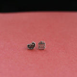 925 Sterling Silver Cloud Silver Lock Asymmetric Couple Earrings