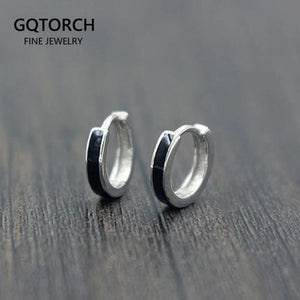 925 Silver Minimalist Gel Circle Hoop Earrings for Men
