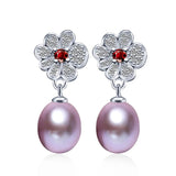 925 Silver Earrings Natural Freshwater Pearl Wedding